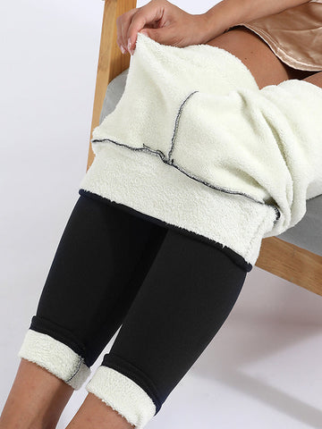 Airchics leggings unicolore molleton taille haute femme casual automne hiver